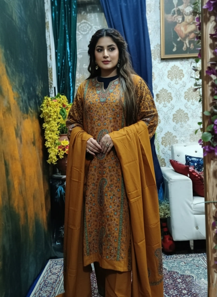 Premium Machine Sozni Embroidered Pheran set