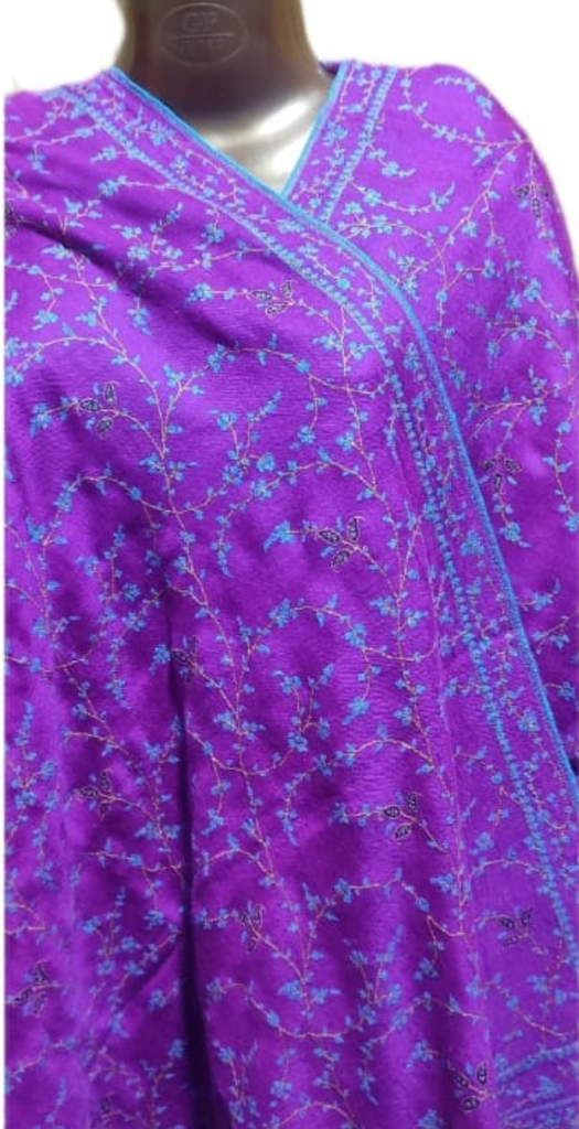 Pashmina Kashmiri Shawl Lavender, Embroidery