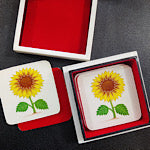 Papier Mache Coaster Box with 6 Coasters