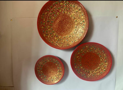 Papier Mache Round Wall Plate (set of 3)