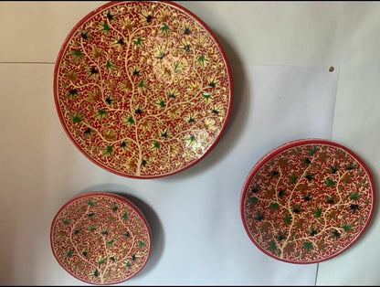 Papier Mache Round Wall Plate (set of 3)