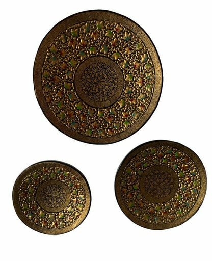 Papier Mache Round Wall Plate (set of 3)