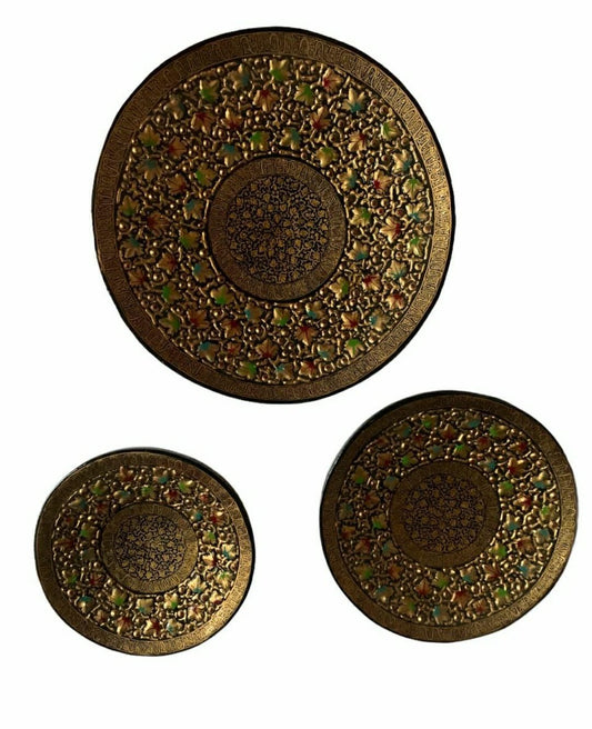 Papier Mache Round Wall Plate (set of 3)