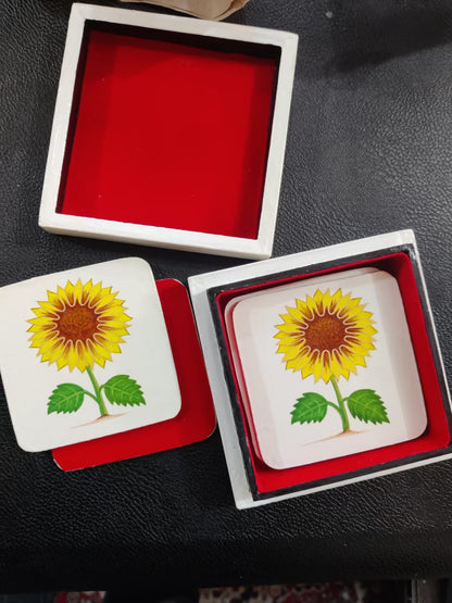 Papier Mache Coaster Box with 6 Coasters