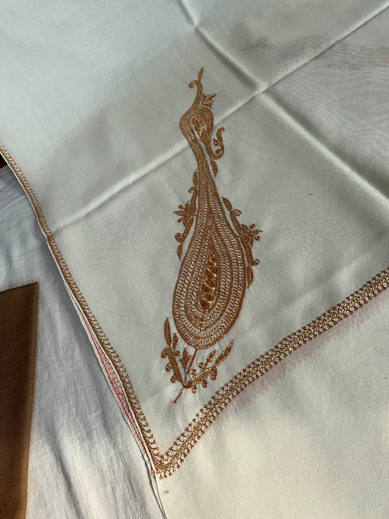 Pure TUSHA Bridal cum Party Wear Shawl Cream Color