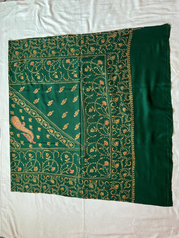 Bottle Green Semi Pashmina Shawl