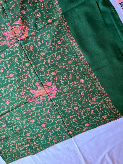 Bottle Green Semi Pashmina Shawl