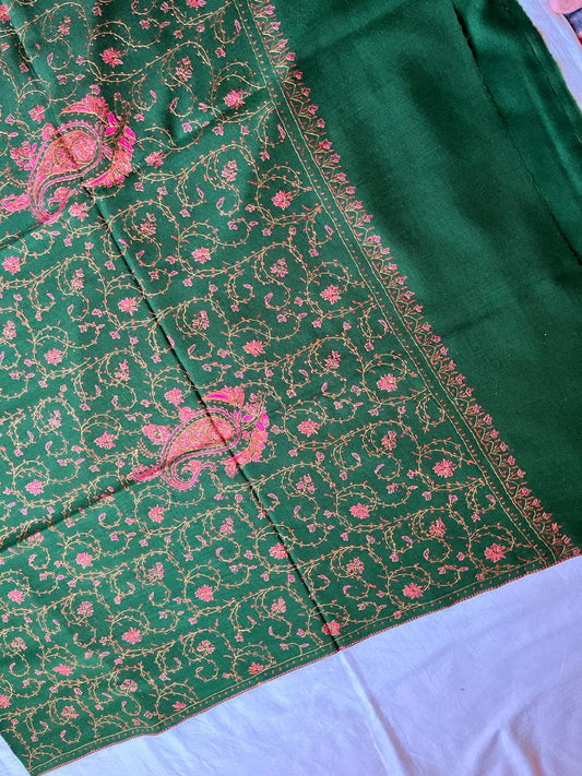 Bottle Green Semi Pashmina Shawl