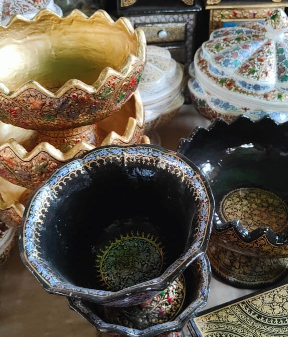 Papier-Mâché Dry Fruit Bowl – Kashmiri Handcrafted