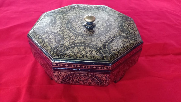 Kashmir Papier Mâché Dry Fruit Box Black