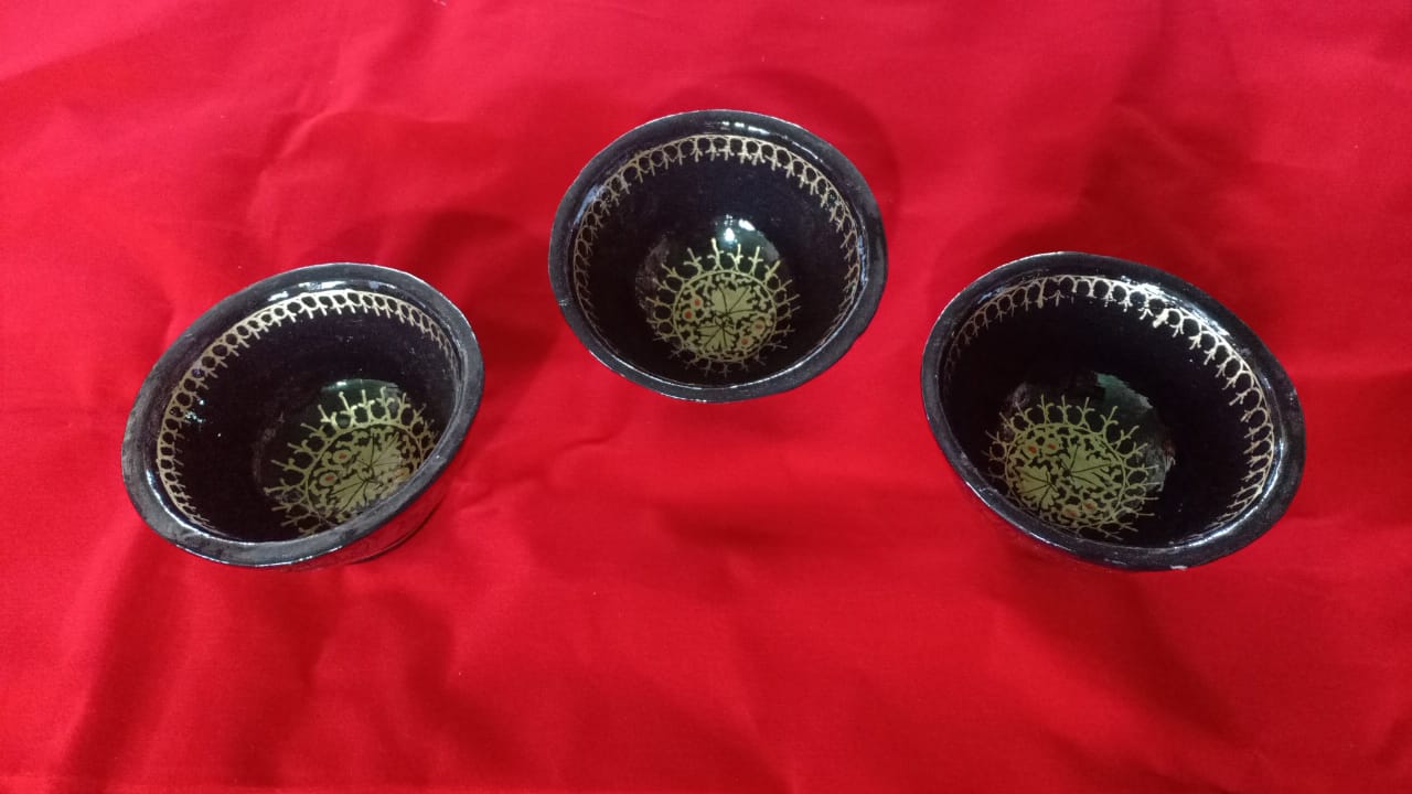 Papier Mache Fruit Bowls (set of 4) Black