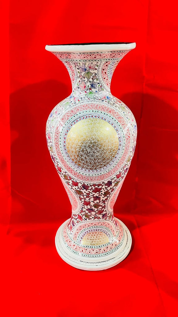 Floral Papier Mache Vase in White Background