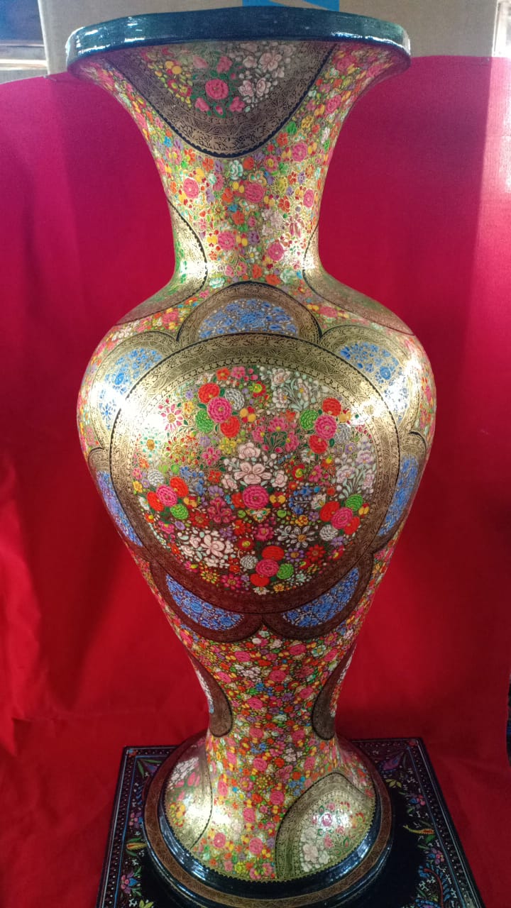 Floral Papier Mache Vase 20 Inches