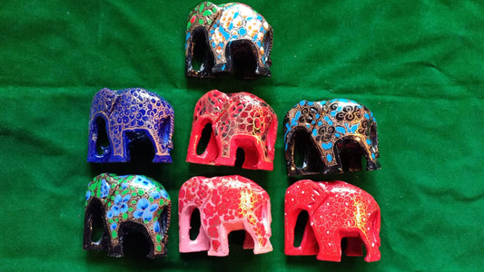 Kashmir Papier Mache Elephants (10 inches)