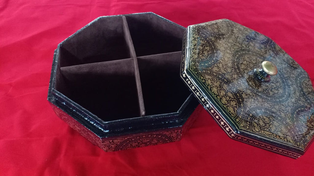 Kashmir Papier Mâché Dry Fruit Box Black