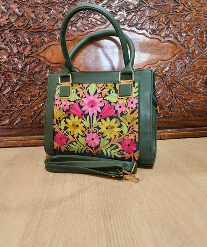 Suede Leather Square Embroidery Sling Bags