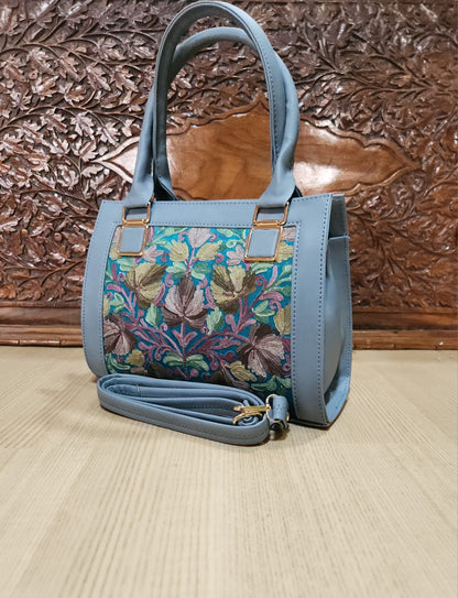 Suede Leather Square Embroidery Sling Bags