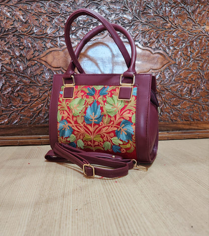 Suede Leather Square Embroidery Sling Bags