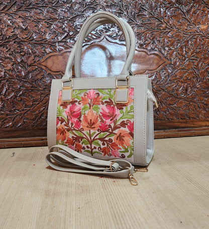 Suede Leather Square Embroidery Sling Bags