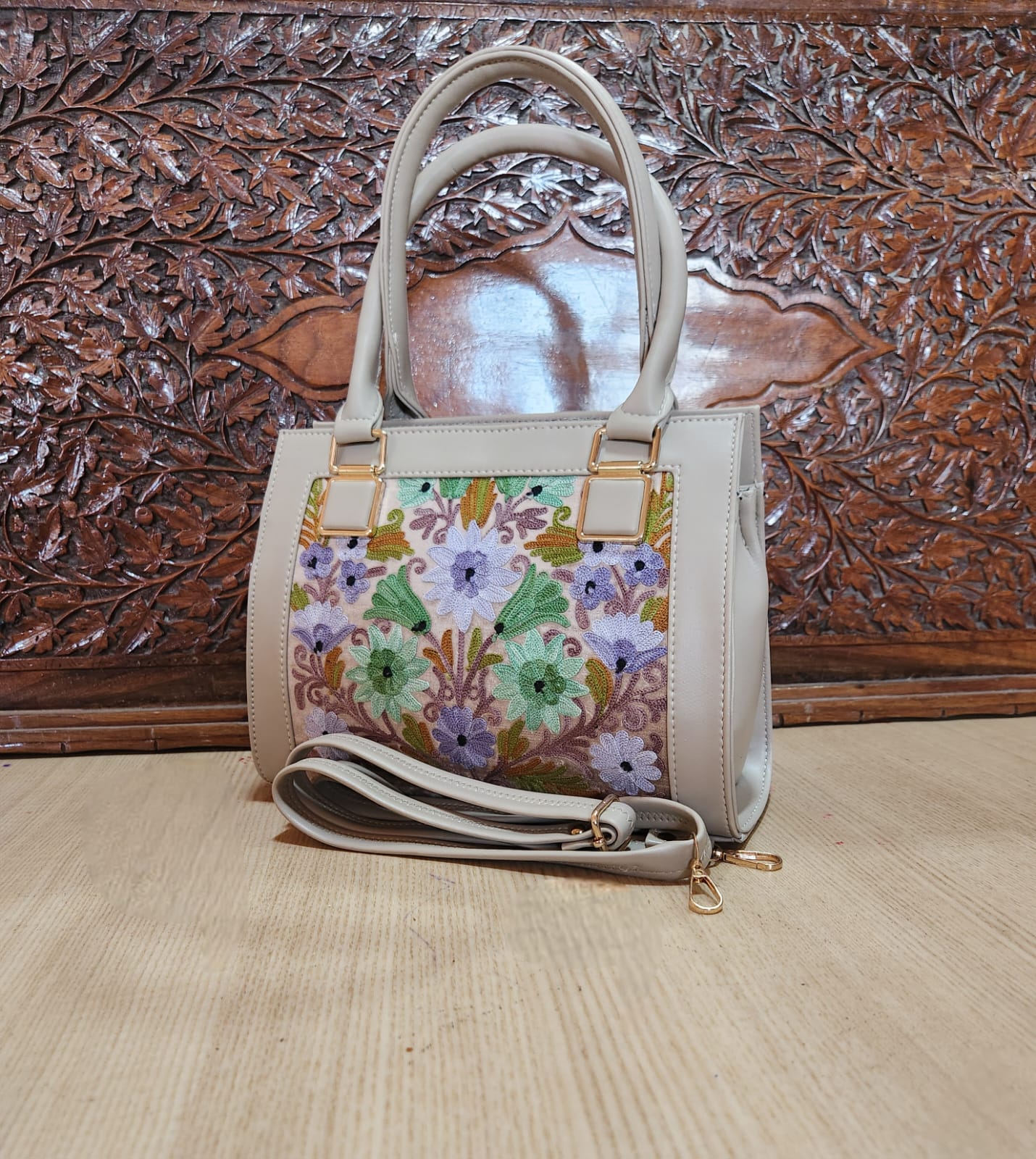 Suede Leather Square Embroidery Sling Bags