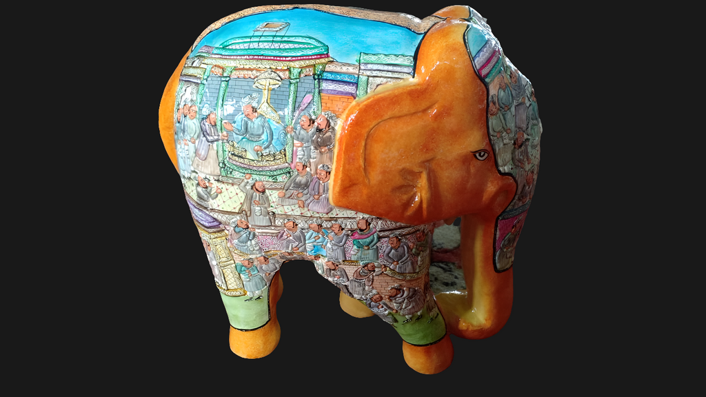 Giant Kashmiri Papier-Mâché Elephant – 30 Inch Handcrafted Masterpiece