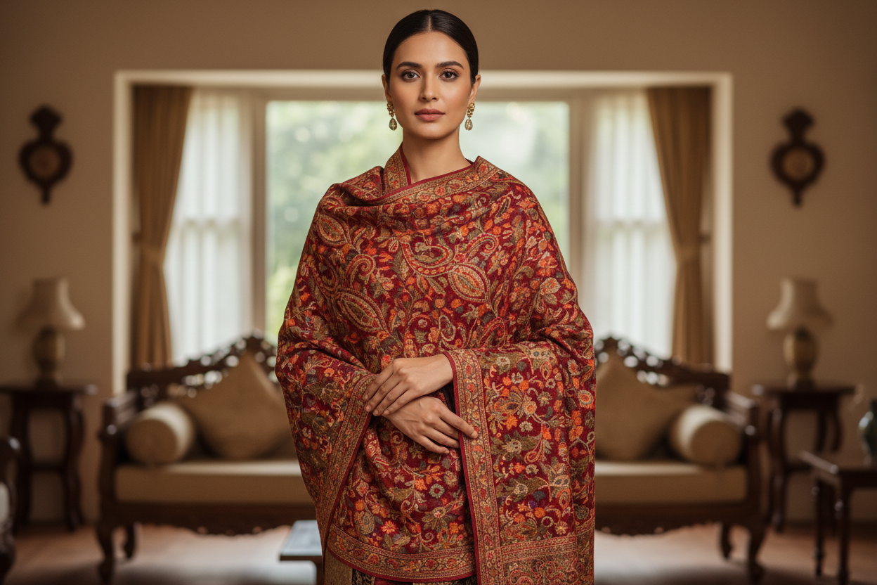 Kashmir Shawl on beautiful woman