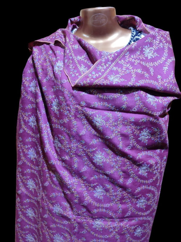 Pure Pashmina Shawl all over Jaali embroidery