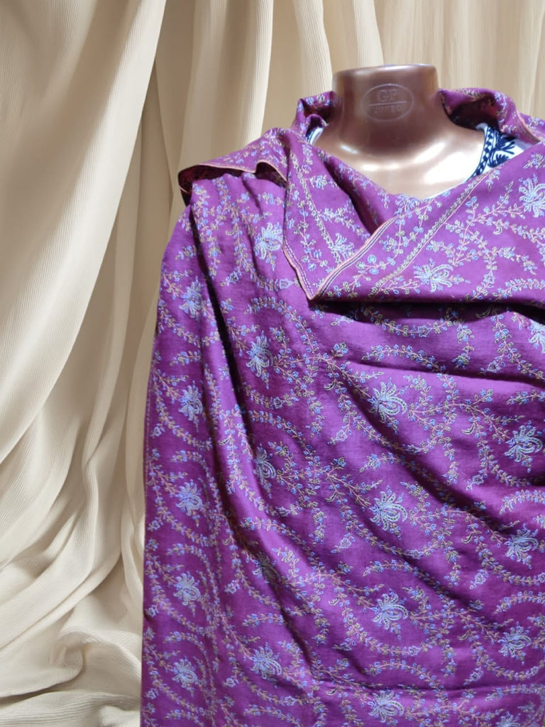 Pure Pashmina Shawl all over Jaali embroidery