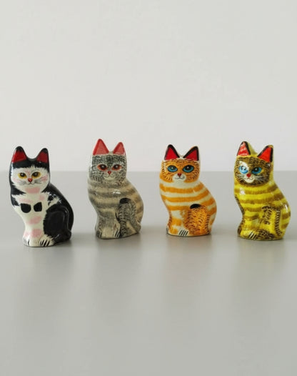 Kashmir Papier Mache Cats (4 inches)