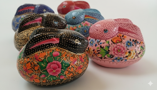 4-Inch Papier Mache Rabbit Boxes