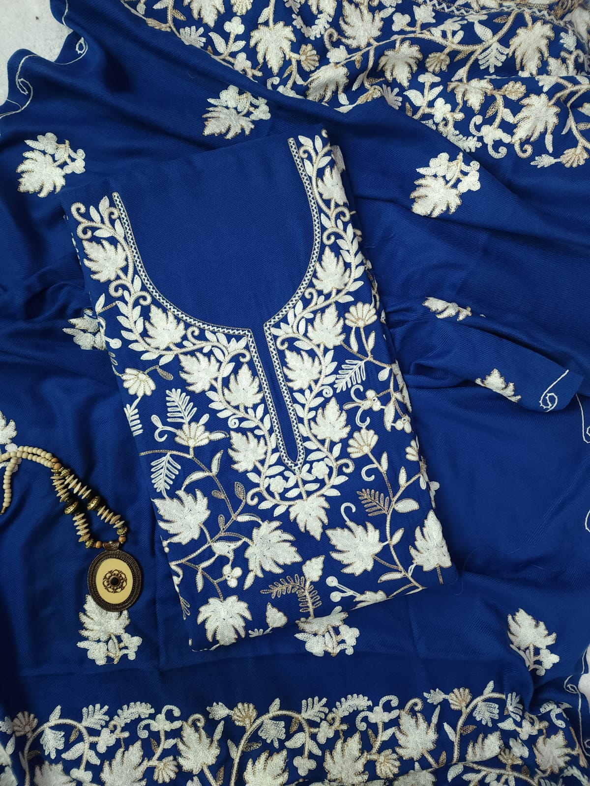 Elegant Full Front Embroidered Unstitched Suit Set