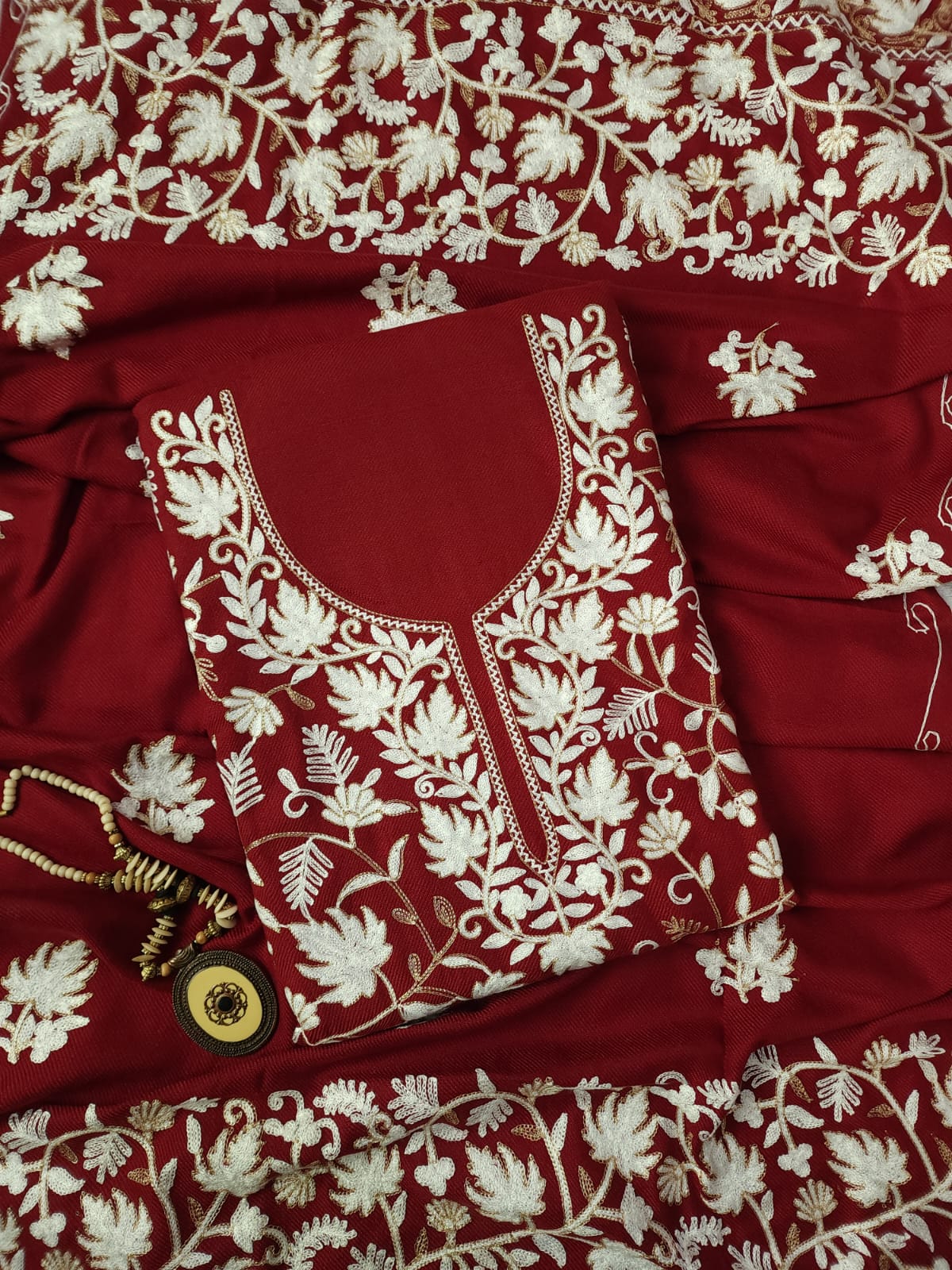 Elegant Full Front Embroidered Unstitched Suit Set