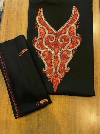 Hand Sozni Infused with Tilla Work Suit in Green