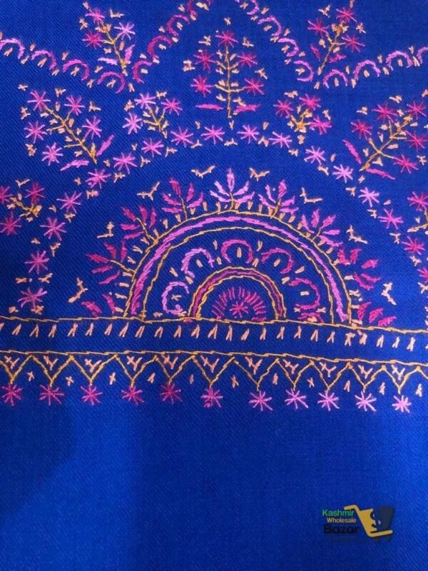 Pashmina Shawl Jaalidaar Blue - Image 6