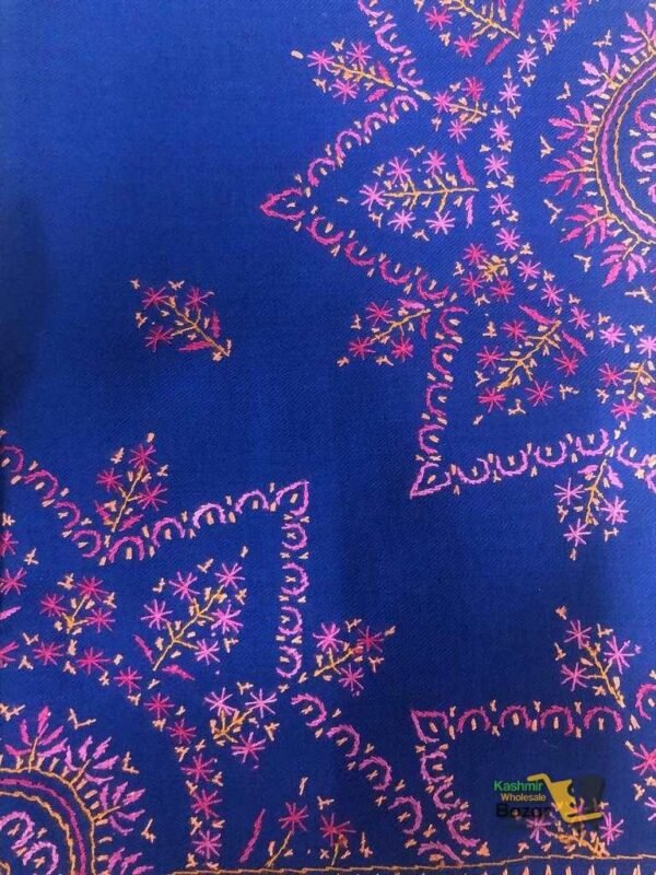 Pashmina Shawl Jaalidaar Blue - Image 7