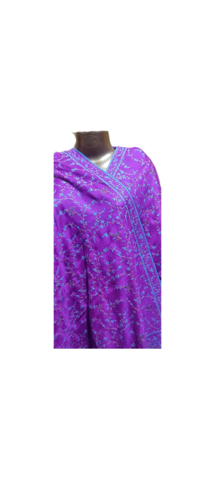 Pashmina Kashmiri Shawl Lavender, Embroidery - Image 2