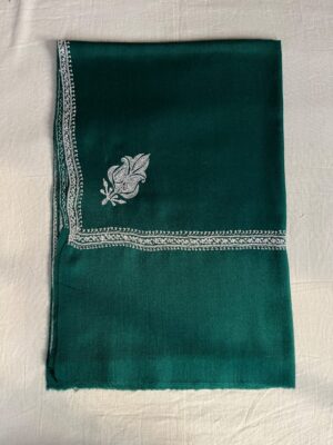 Semi Pashmina Kashmiri Shawl Green, Border Embroidery