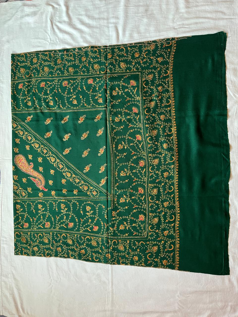 Bottle Green Semi Pashmina Shawl - Image 2