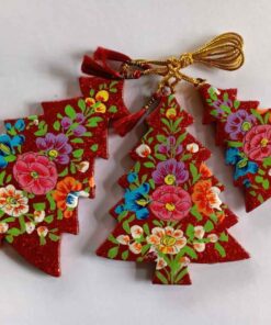 Kashmiri Papier-Mâché Christmas Tree Ornaments – Hand-Painted Elegance