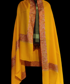 Alternative view of Semi Pashmina Kashmiri Shawl Yellow, Border Embroidery