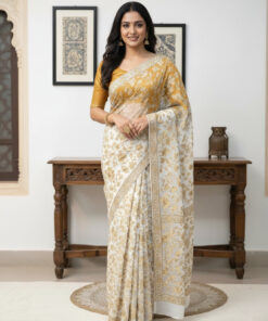 Hand Embroidered Kashmiri Saree in Georgette