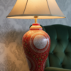 18 inches Handcrafted Papier Mache Bedside Lamp with Shade