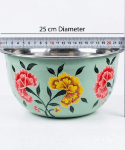 Alternative view of Artisan Hand-Painted Floral Stainless Steel Mixing Large Decorative Serving & Preparation Bowl