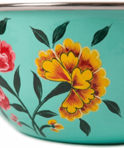 Artisan Hand-Painted Floral Stainless Steel Mixing Large Decorative Serving & Preparation Bowl