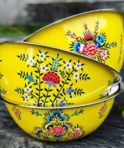 Alternative view of Kashmiri Papier Mache craft on Steel Fruit Bowl
