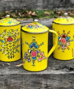 Hand-Painted Kashmiri Papier-Mâché Water Jug with Precision Lid