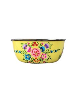 Kashmiri Papier Mache craft on Steel Fruit Bowl