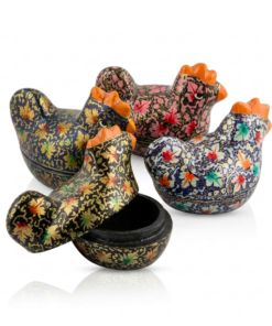 Handcrafted Kashmir Papier-Mâché Rooster Box (Set of 4)